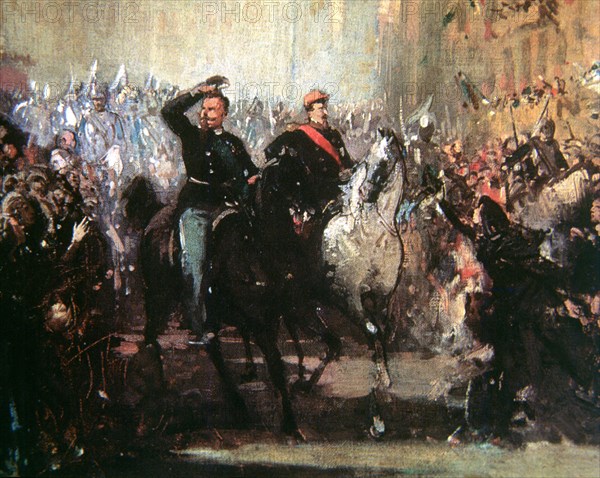 Napoleon III And Victor Emmanuel II Triumphantly Entering Into Milan On