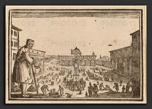 Edouard Eckman After Jacques Callot Flemish Born C 1600 Piazza SS