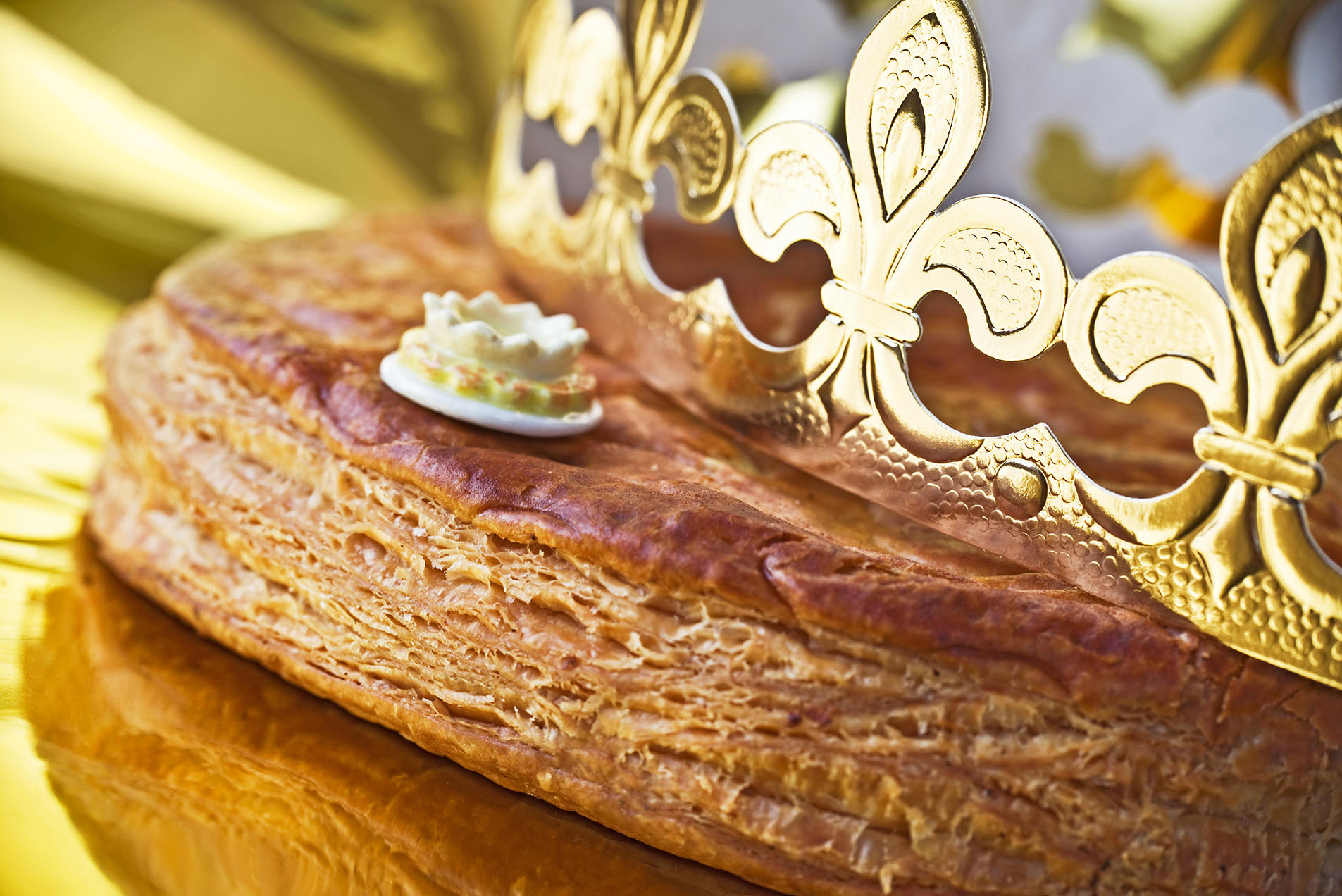 Galette des rois, french kingcake with a golden crown