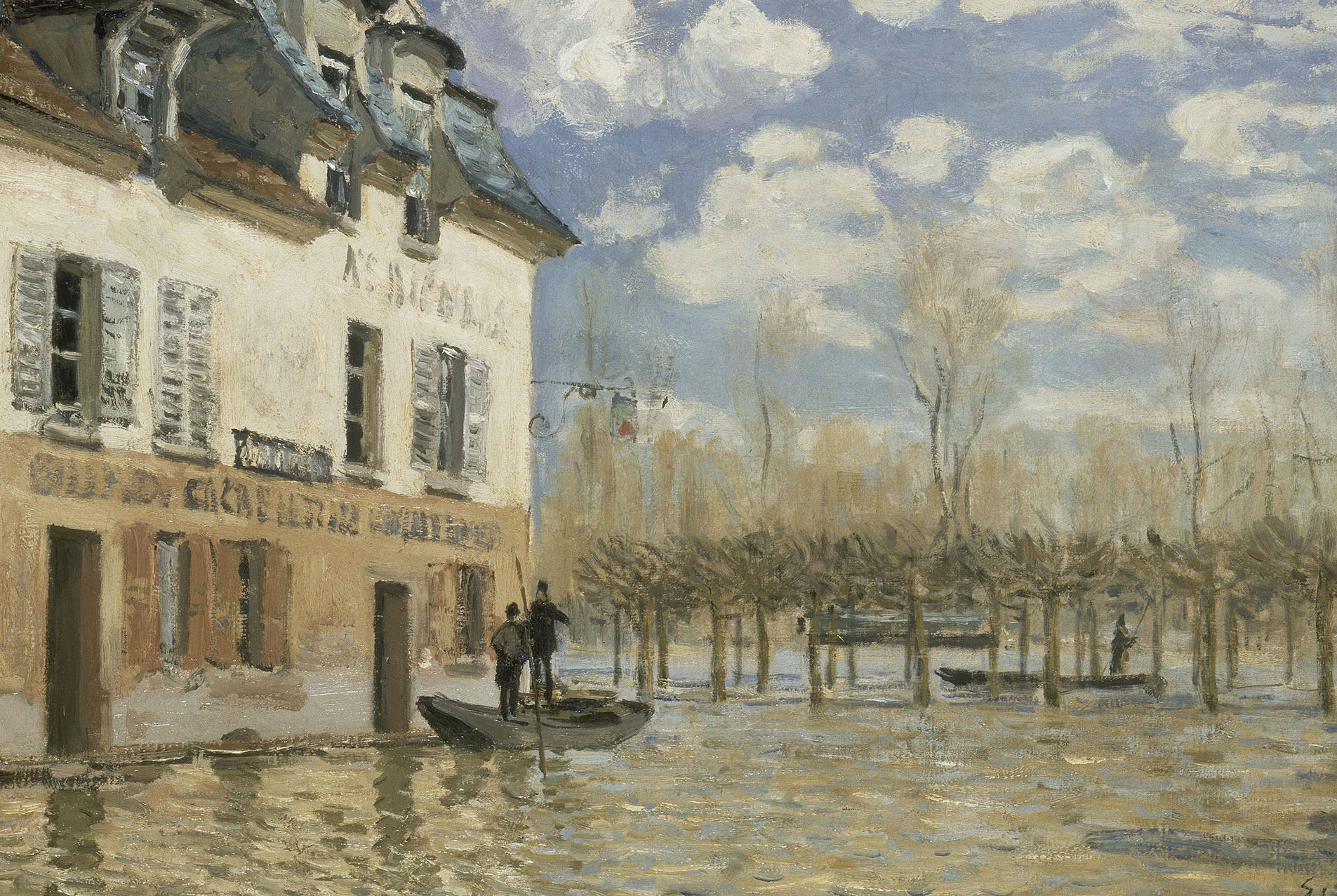 Boat in the Flood at Port Marly, c. 1876. Artist: Sisley, Alfred (1839-1899)