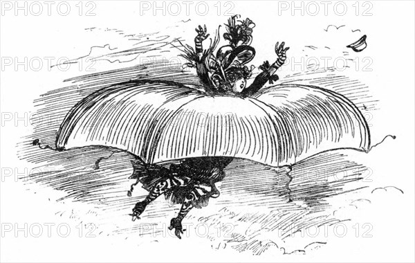 Parachute, illustration de Robida