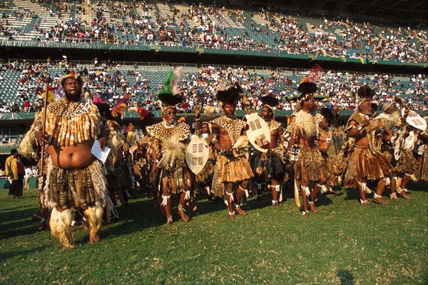 Shembe men perform at African Union launch