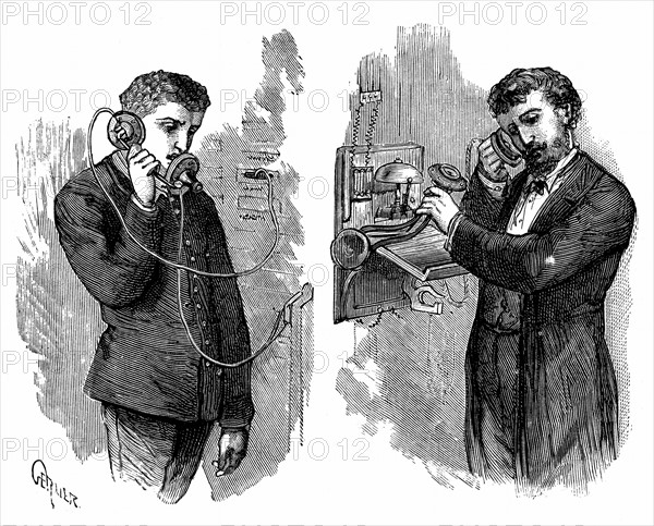 New York telephone subscriber making call through operator at telephone exchange