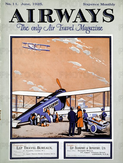 Loading a biplane with passengers and luggage at Croydon Aerodrome, London,1925