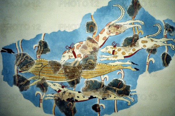 Fresco of hunting scene