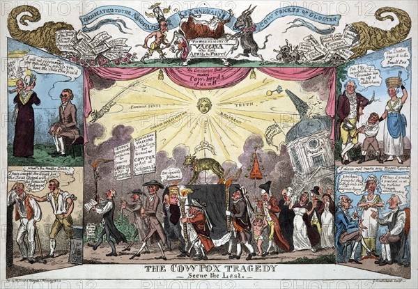 The Cow Pox Tragedy -Scene the Last', 1812, by George Cruikshank