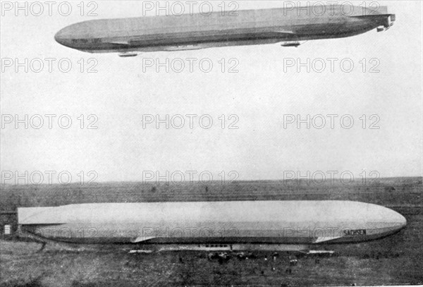 Zeppelin "Victoria Luise" flying over the "Sachsen"