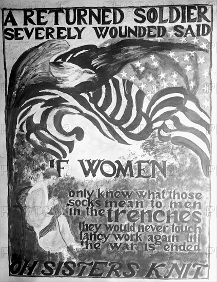 War poster asking women to knit