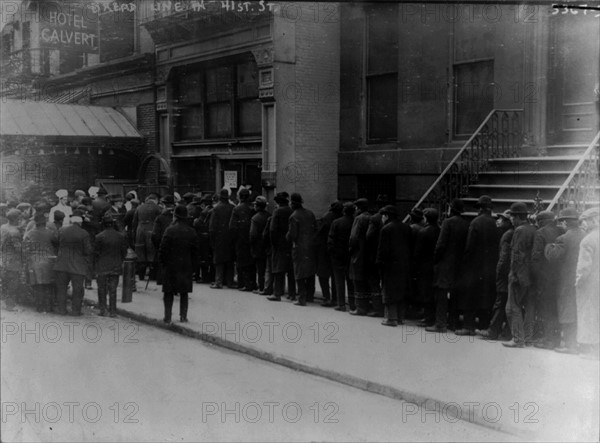 Men in bread line on 41st St., New York City