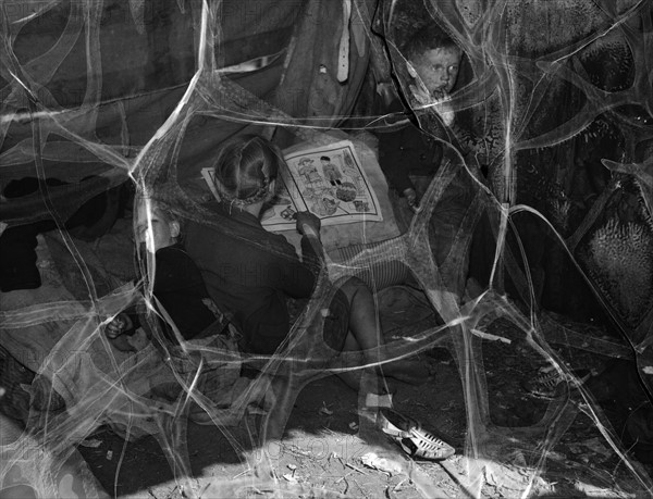 Children of migrant packing house workers, living in a lean-to made of pieces of rusty tin 19390101