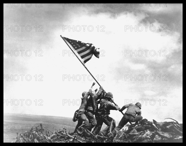 Flag raising on Iwo Jima.