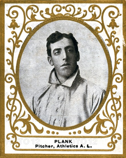 Eddie Plank, Philadelphia Athletics, baseball card portrait. Card set : Ramly Cigarettes. Sponsor, American Tobacco Company.