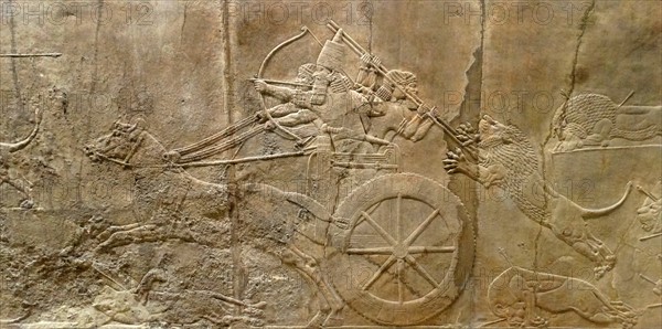 Relief depicting The royal lion hunt. Assyrian, about 645-635 BC From Nineveh