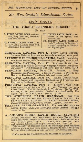 Advert for school books in Latin 1900