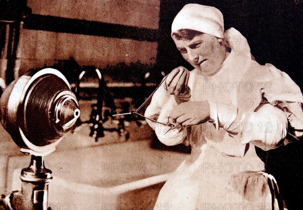 Nurse using a powerful medical magnet