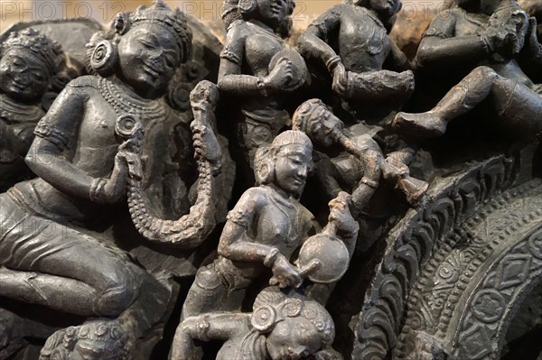 Detail of a bronze statue depicting Shiva and Parvati