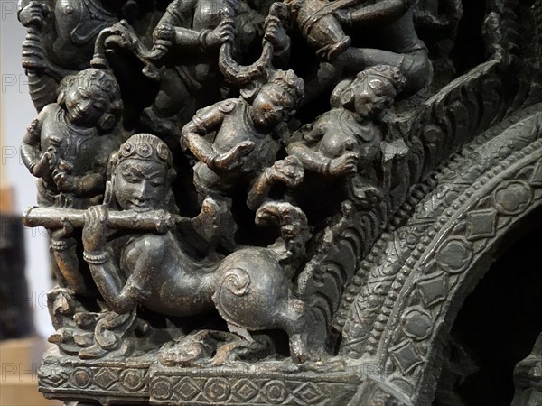 Detail of a bronze statue depicting Shiva and Parvati