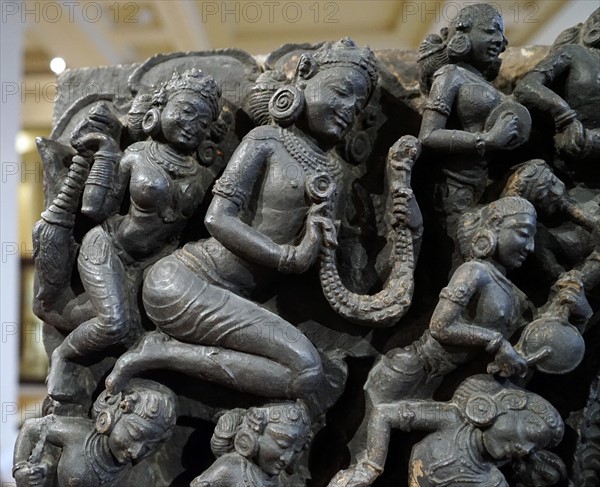 Detail of a bronze statue depicting Shiva and Parvati