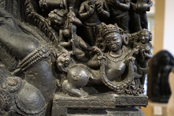 Detail of a bronze statue depicting Shiva and Parvati