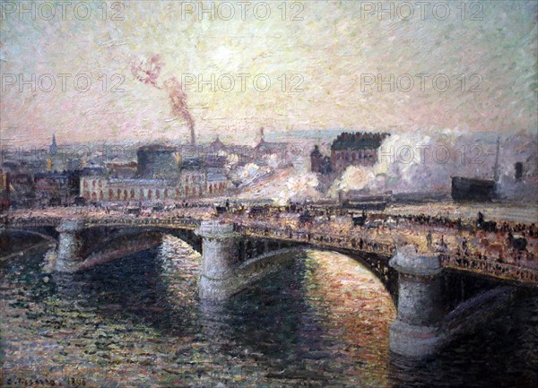 Le Pont Boieldieu a Rouen, Soleil Couchant, 1896 by Camille Pissarro, (1830-1903), Oil on canvas.