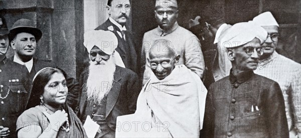 Mahatma Gandhi on his way to a session of the Second Round Table ...