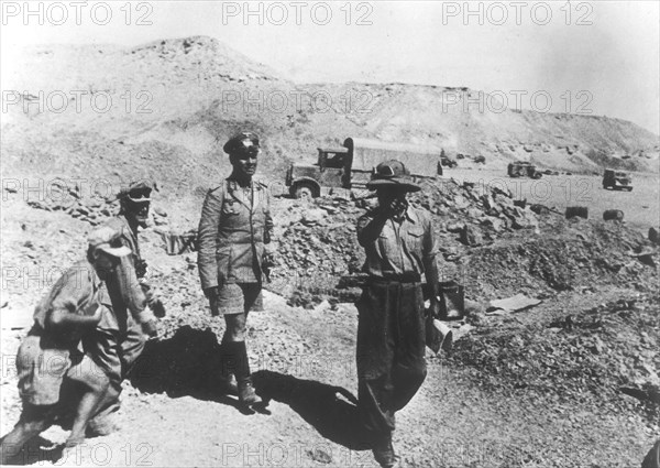 Rommel, Erwin 1891-1944
Officer, general field marshall, germany
commander of the german africa corps Feb.41-March 43 (WWII) 
Rommel at the El Alamein front - inspecting conquered british military positions. August 1942