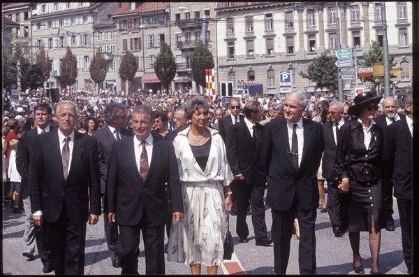 Funérailles de Jean Tinguely à Fribourg, le 4 septembre 1991