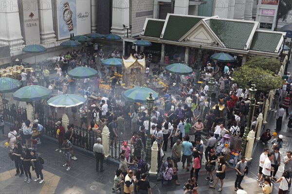 Many people at the Erawan Shrine with Hindu-God Brahma