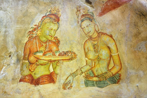 Fresco of the Cloud Girls on the Lion Rock of Sigiriya