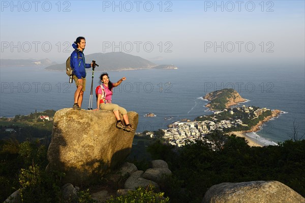 Hikers on rock