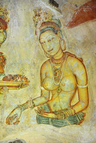 Fresco of the Cloud Girls on the Lion Rock of Sigiriya