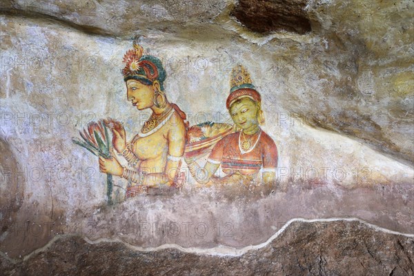 Fresco of the Cloud Girls on the Lion Rock of Sigiriya