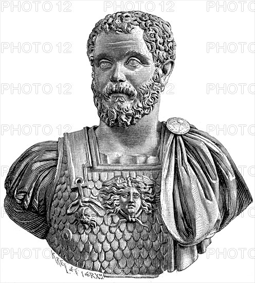Ancient Marble Bust of Lucius Septimius Severus Pertinax
