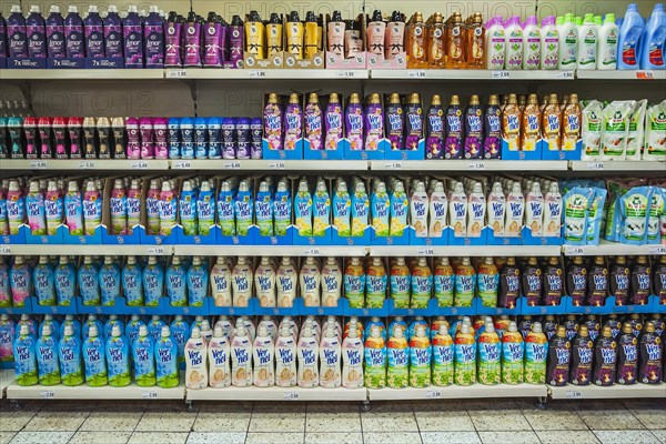 Shelf with detergent in a supermarket