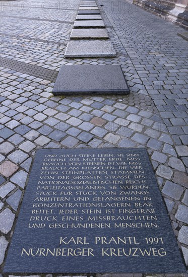 Memorial stones commemorating forced labourers during the Third Reich
