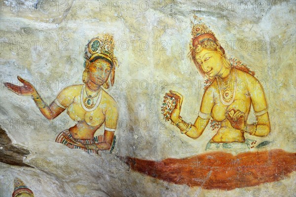 Fresco of the Cloud Girls on the Lion Rock of Sigiriya