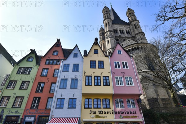 Colourful row of houses with restaurant Im Martinswinkel