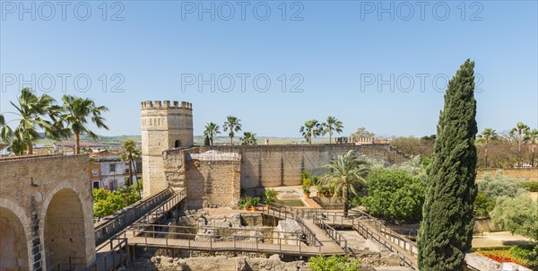 Walls and ruins of the Arab Baths in the Alcazar de Jerez