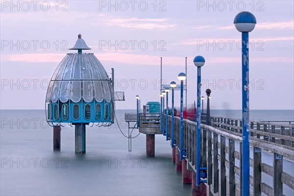 Diving gondola at the sea bridge of Zingst