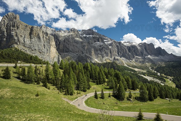 Curvy road on the Gardena Pass