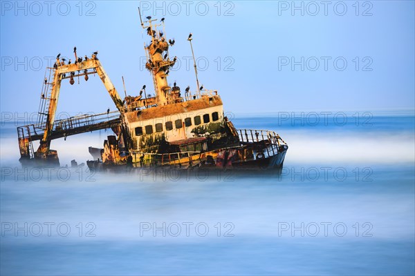 Shipwreck Zeila in the water with swell