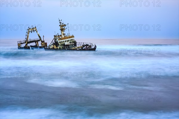 Shipwreck Zeila in the water with swell