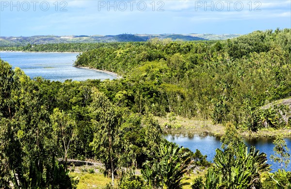 Landscape with lakes and forests in the Palmarium nature reserve at Lac Ampitabe