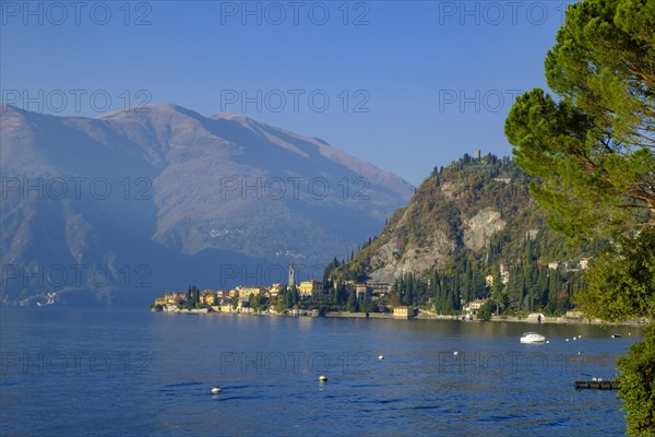 View over lake to the village