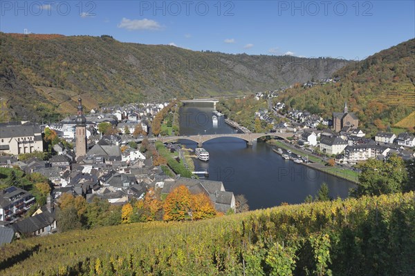 View from Cochem Castle to Cochem with parish church St. Martin