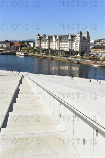 Forecourt and staircase of the new white marble opera house