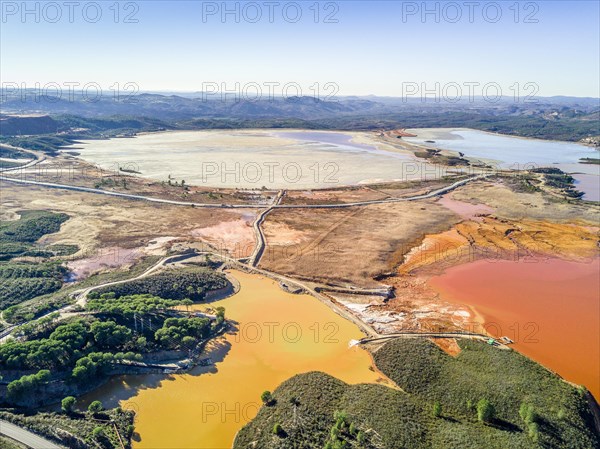 Colorful lakes in mining region