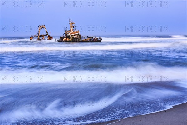 Shipwreck Zeila in the water with swell