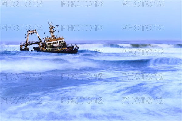 Shipwreck Zeila in the water with swell