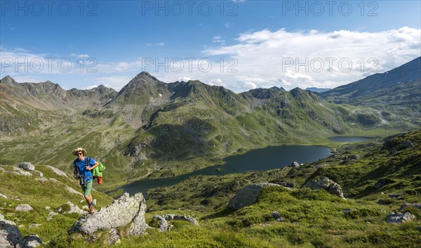 Hiker on a stone